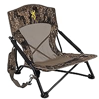 Browning Strutter Camo Turkey Hunting Chair with Foldable Low Profile Compact Design, Durable Steel Frame, and Padded Shoulder Carry Strap and Carry Bag