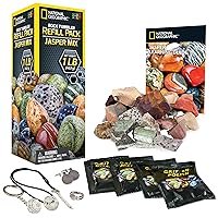 NATIONAL GEOGRAPHIC Rock Tumbler Refill Kit - 1 Lb. Jasper Rocks for Tumbling - 8 Varieties including Mookaite and Kabamba - Rock Tumbler Supplies include Rock Tumbler Grit and Jewelry Accessories