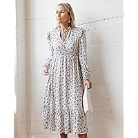 The Drop Women's Dawn Blue Floral Print Neck-Tie Lined Midi Dress by @jaceyduprie