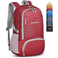 ZOMAKE Lightweight Packable Backpack 30L - Foldable Hiking Backpacks Water Resistant Compact Folding Daypack for Travel(Red)