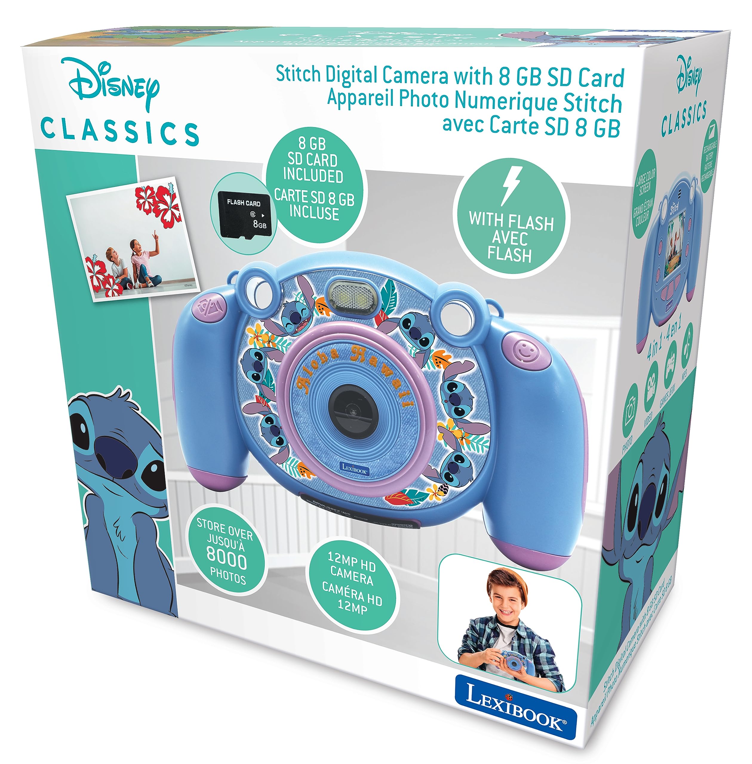 Lexibook - Disney Stitch - 4-in-1 Kids Camera with Photo, Video, Audio and Game Functions - DJ080D