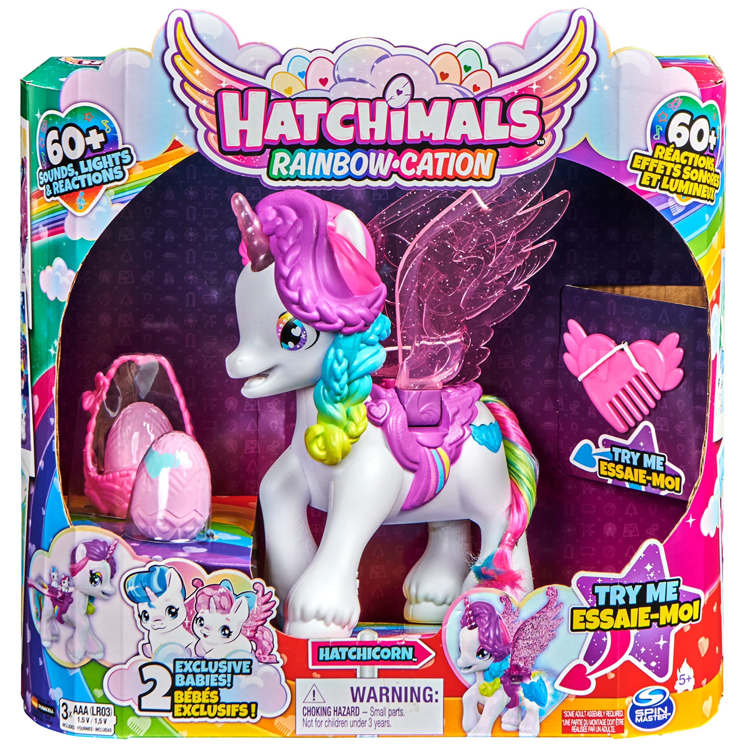 Hatchimals CollEGGtibles, Hatchicorn Unicorn Toy with Flapping Wings, Over 60 Lights & Sounds, 2 Exclusive Babies, Kids Toys for Girls Ages 5 and up