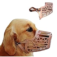 Downtown Pet Supply - Basket Muzzle - Cage Dog Muzzle, Prevents Barking, Biting and Chewing - Dog Grooming & Dog Housebreaking Supplies - Beige - Size 5 - L - Dog Muzzle for Large Dogs