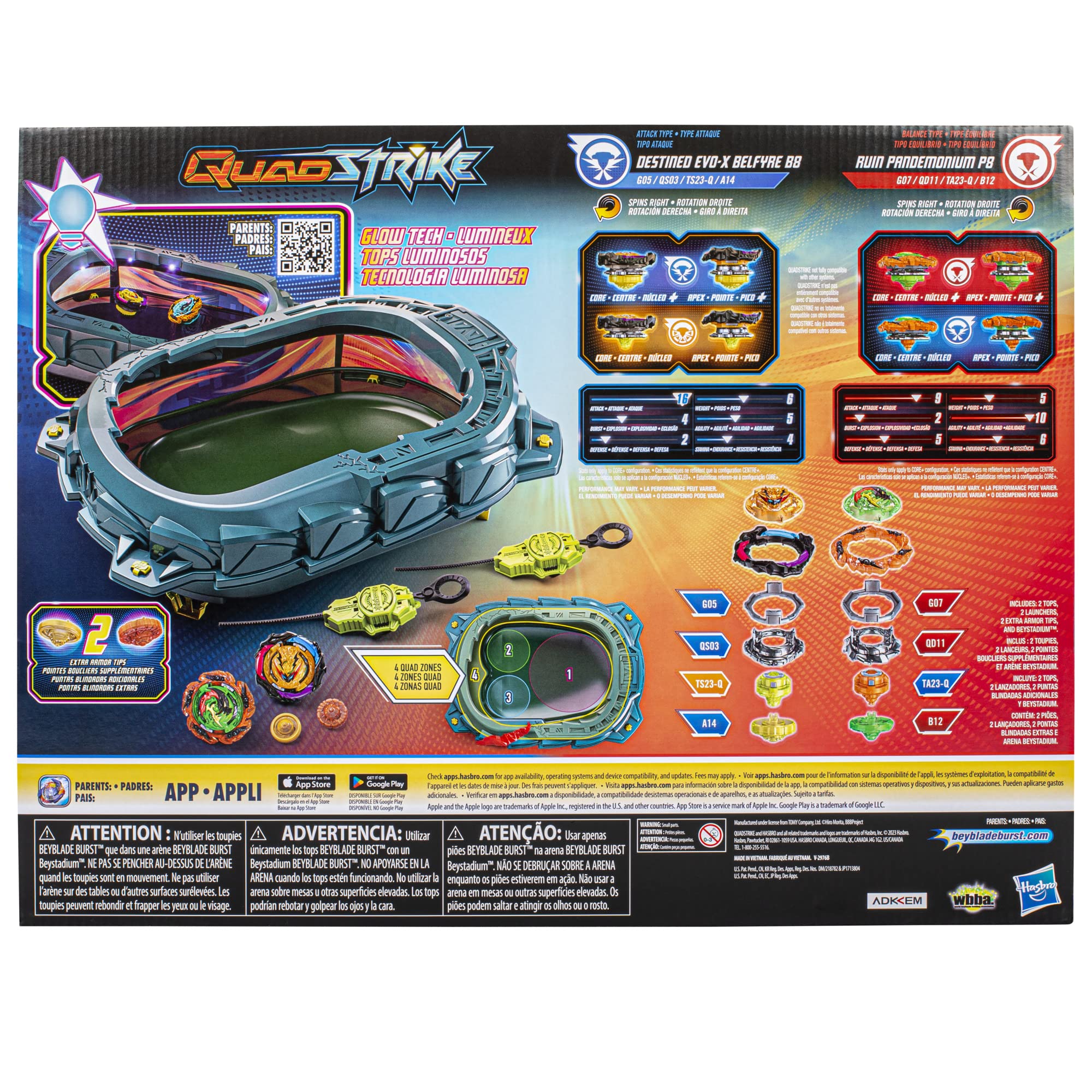 Beyblade Burst QuadStrike Light Ignite Battle Set Stadium, 2 Spinning Tops, and 2 Launchers, Toys for 8 Year Old Boys & Girls & Up (Amazon Exclusive)