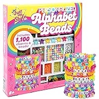 ABC Beads by Horizon Group Usa, 1000+ Charms & Beads, Alphabet Charms, Accent Seed Star Wax Beading Cord, Satin Cord Key Ring Included, Bright, Small