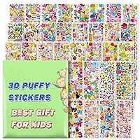 sinceroduct Stickers for Kids, 3D Puffy Stickers, 64 Different Sheets, 3200+ Cute Stickers, Including Animals, Cars, Airplane, Food, Letters, Flowers, Pets, Cakes and Tons More