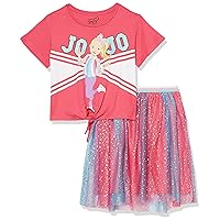 JoJo Siwa girls Tie Front Tee & Tulle Skirt Set Bundle Girls 4-18T-Shirt