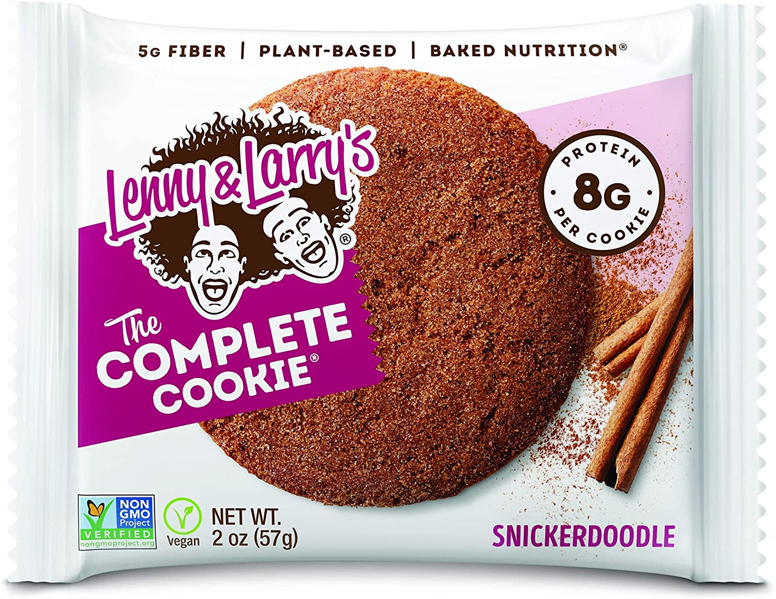 Lenny & Larry's The Complete Cookie, Snickerdoodle, Soft Baked, 8g Plant Protein, Vegan, Non-GMO, 2 Ounce (Pack of 12)
