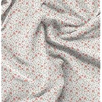 Soimoi Cotton Satin Spandex Red Fabric by The Yard - 54 Inch Wide - Florals, Leaves Print Fabric - Elegant & Beautiful Patterns for Fashion and Home Decor Printed Fabric