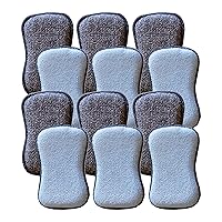 Professional Microfiber Multi-Surface Scrub-N-Wipe Sponges, Dual-Sided for Scouring and Easy Household Cleaning, Machine Washable, Large Pads Scrub-N-Wipe, 6 Count (Pack of 2)