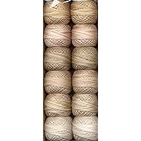 Valdani Size 8 Perle Cotton Embroidery Thread 2 in Beige Collection (PC8-TwoBeige)