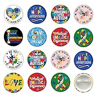 30 Pieces Autism Awareness Button Pins, 1.5 inch Colorful Puzzle Pieces Autism Awareness Motivational Badges Pins Special Autism Education gifts for Women Adult Teens Gifts Party Supplies
