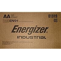 Energizer EN91 Industrial Alkaline Batteries, AA (Box of 144 Batteries) - Made in The USA or Singapore