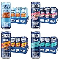 NOCCO BCAA Energy Drink Spring Variety Pack - 12 Count (Pack of 48) - 180mg-200mg of Caffeine Sugar Free Energy Drinks - Carbonated, Low Calorie, BCAAs, Vitamin B6, B12, & Biotin - Performance Drink