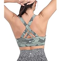 RUNNING GIRL Sports Bra for Women, Criss-Cross Back Padded Strappy Sports Bras Medium Support Yoga Bra with Removable Cups