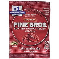 Pine Bros. Softish Throat Drops, Wild Cherry, 32 Count