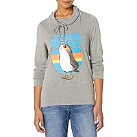 Star Wars Junior's Episode IX PORG Simple Women's Long Sleeve Cowl Neck Pullover, Gray Heather, X-Large