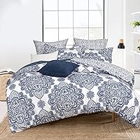 Ultra Soft Paisley Duvet Cover King Size, Printed Bedding Set 3 Pieces, Comfy Farmhouse Pattern Duvet Cover Set with 2 Pillow Shams, Zipper Closure and 8 Ties, 104