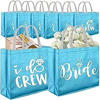 CUTERUI GIFTED 8 Pieces Light Blue Gift Bags,I Do Crew and Bride Non-Woven Gift Bags for Bridesmaid Gifts,Bachelorette Party Favors,Bridal Party Gifts