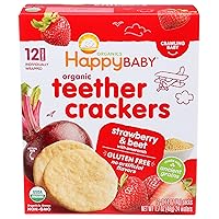 Happy Baby Organic Strawberry & Beet Teether Crackers 12 Count, 1.7 OZ