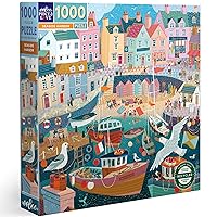eeBoo Piece & Love: Seaside Harbor - 1000 Piece Puzzle - Adult Square Jigsaw, 23x23, Includes Image Reference Insert, Glossy Pieces