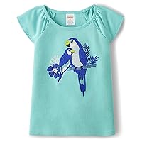 Girls' and Toddler Spring and Summer Embroidered Graphic Short Sleeve T-Shirts