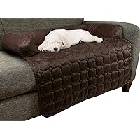 Couch Cover for Dogs – 35x35 Pet Furniture Protector with Memory Foam Bolster, Quilted Fabric, Non-Slip Water-Resistant Base Layer by PETMAKER (Brown)