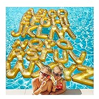Pool Party Decorations 26 Inflatable Floats (A to Z Letter Set, Gold),Create Custom Messages for Adults and Kids Parties Décor.