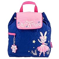 Stephen Joseph Kids' Unisex Toddler Back to School, Quilted Backpack, Ballet Bunny Dark Blue, One Size