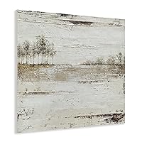 Yihui Arts Rustic Farmhouse Tree Wall Art - Hand Painted Landscape Painting with Gold Foil Accents and Textured Square Canvas - Nature Artwork for Vintage Decor