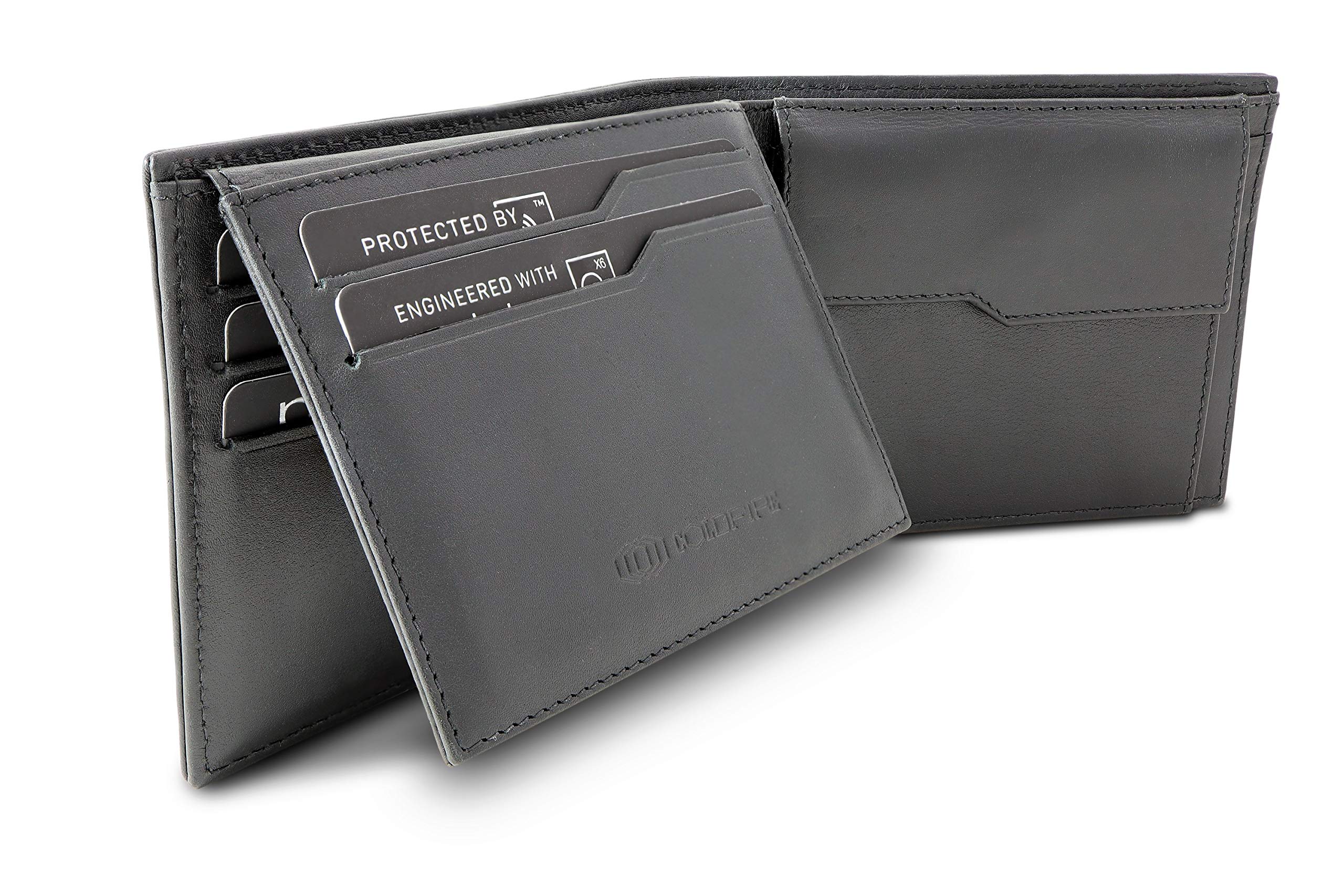 ColdFire Tactical Carbon Fiber Wallet with Coin Pocket & ID Window for Men - Handmade EDC Genuine K-Leather - Slim Bifold RFID Credit Card Holder
