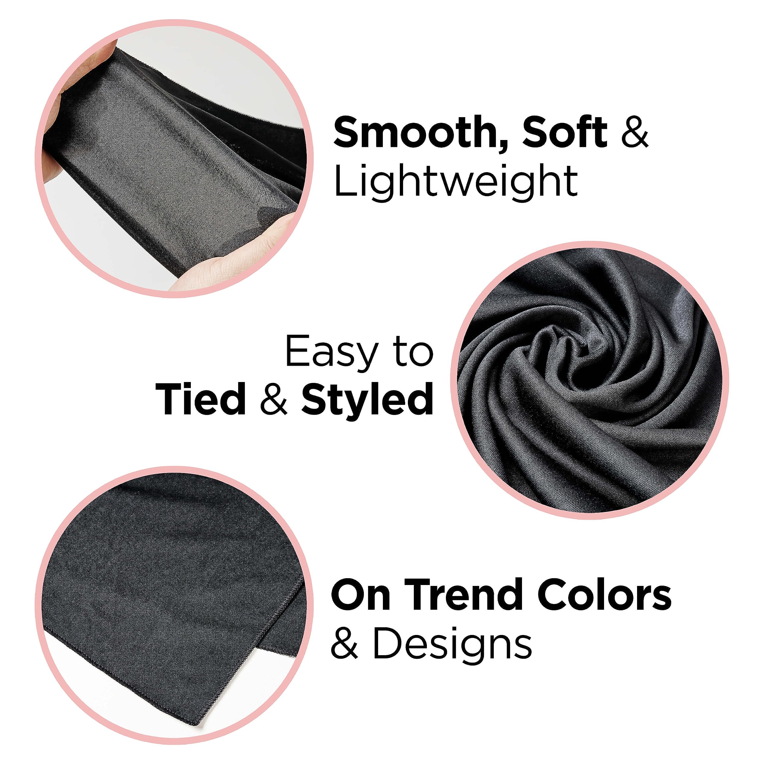 KISS COLORS & CARE Soft Satin Wrap Scarf - Black, Long Lasting, Multi-Purpose, Soft Premium Scarf For Minimizing Frizz, Preventing Breakage & Securing Hair Styles, Wigs & Weaves For All Hair Styles