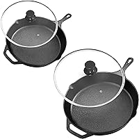 Utopia Kitchen Pre-Seasoned Cast Iron Skillet 2 Piece Set– Professional 10 inch and 12 inch Cast Iron Skillets with Lids – Even Heat Distribution – Camp Fire Frying Pan – Safe Indoor and Outdoor Cookw