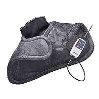 Far Infrared FIR Shoulder Neck Wrap Heating Therapy Pad for Relaxation and Comfort at Home, Magnetic Clasp, Ultra Soft Cover, 3 Temperature Settings, 60 Minute Timer - Gray