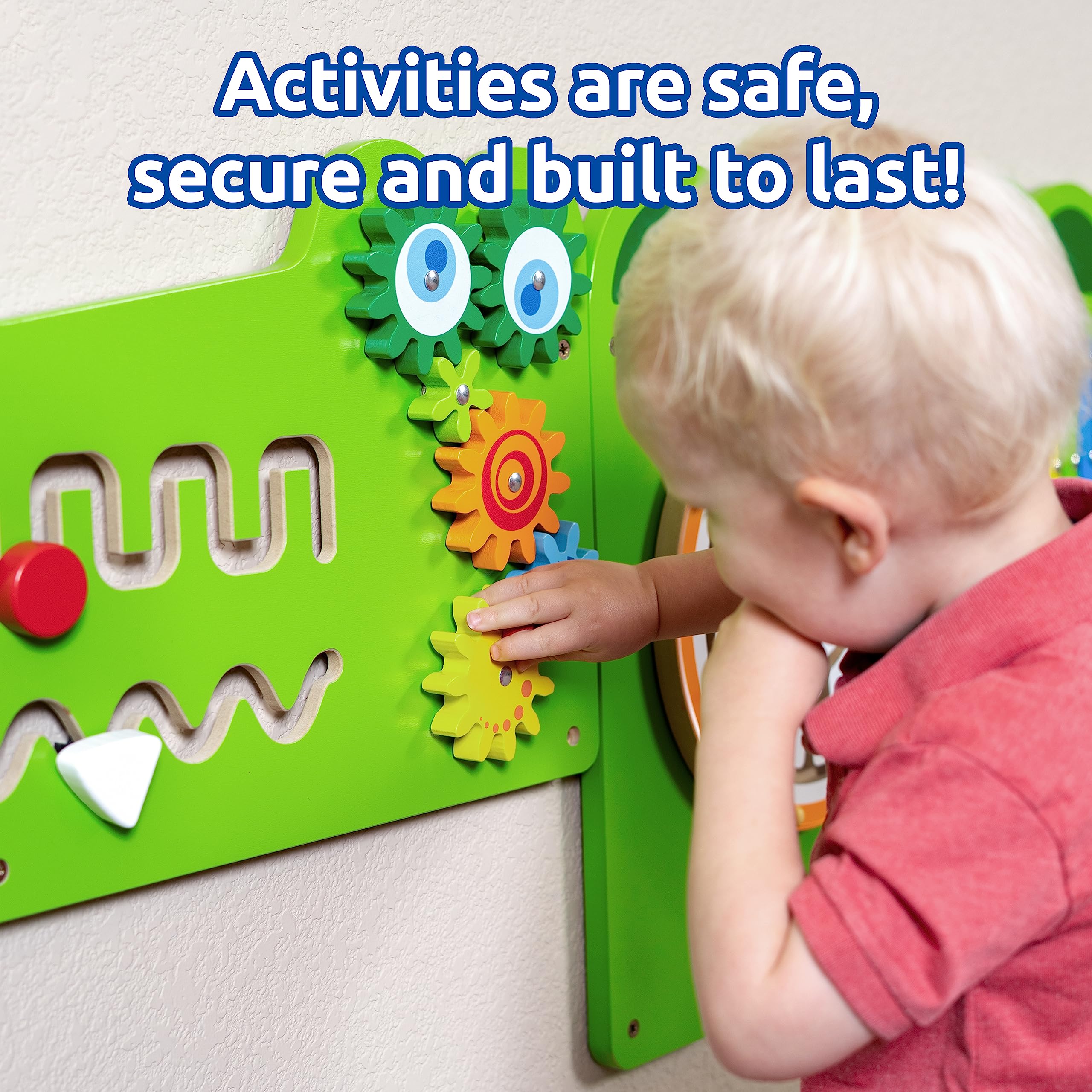 SPARK & WOW Crocodile Activity Wall Panels - Ages 18m+ - Montessori Sensory Toy - 8 Activities - Busy Board - Toddler Room Decor