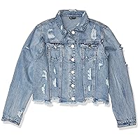 City Chic Women's Cropped Denim Jacket with Distressed Detail