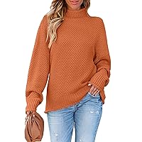 ZESICA Women's 2024 Turtleneck Batwing Sleeve Loose Oversized Chunky Knitted Pullover Sweater Jumper Tops