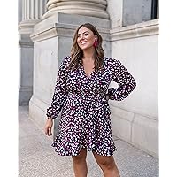 The Drop Women's Pink Dot Print Faux Wrap Front Long Sleeve Dress by @caralynmirand
