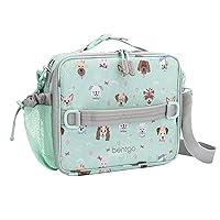 Bentgo® Kids Lunch Bag - Durable, Double-Insulated Lunch Bag for Kids 3+; Holds Lunch Box, Water Bottle, & Snacks; Easy-Clean Water-Resistant Fabric & Multiple Zippered Pockets (Puppy Love)
