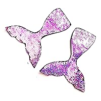 Nipitshop Patches Set Fashion Beautiful Tail Purple Little Mermaid Sequin Shine Shiny Patch Embroidered Iron On Patch for Clothes Backpacks T-Shirt Jeans Skirt Vests Scarf Hat Bag