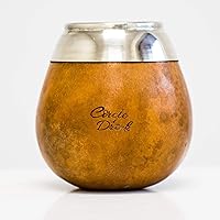 Circle of Drink - Sabi Cup Original - Authentic Handcrafted Calabash Yerba Mate Gourd - Alpaca Silver Brim - 50g, 10oz Capacity (NATURAL)
