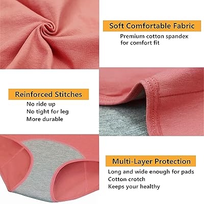 Nalwort Womens Period Underwear Menstrual Period Panties Cotton Leakproof  Postpartum Protective Briefs at  Women's Clothing store