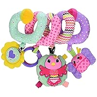 Infantino Stretch & Spiral Activity Toy - Textured Play Activity Toy for Sensory Exploration and Engagement, Ages 0 and Up, Pink Farm, 1 Count (Pack of 1)