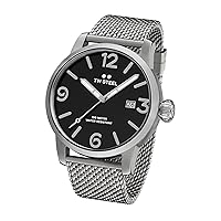 Maverick Unisex Quartz Watch with Black Dial Analogue Display and Grey Stainless Steel Bracelet