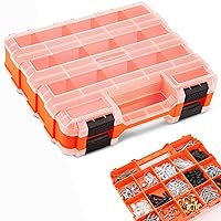HORUSDY Small Parts Organizer, 34-Compartments Double Side parts organizer with Removable Dividers, Double Side Tools Box Screw Organizer For Nuts, Bolts, Screws, Nails, Small Hardware
