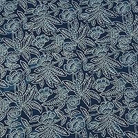 Hand Block Print Fabric by The Yard || PRECUT 1 Yard 44 Inch Width || 100% Cotton Material || Indigo Blue & White Floral Pattern || Light Weight Indian Cloth for Making Summer Dress