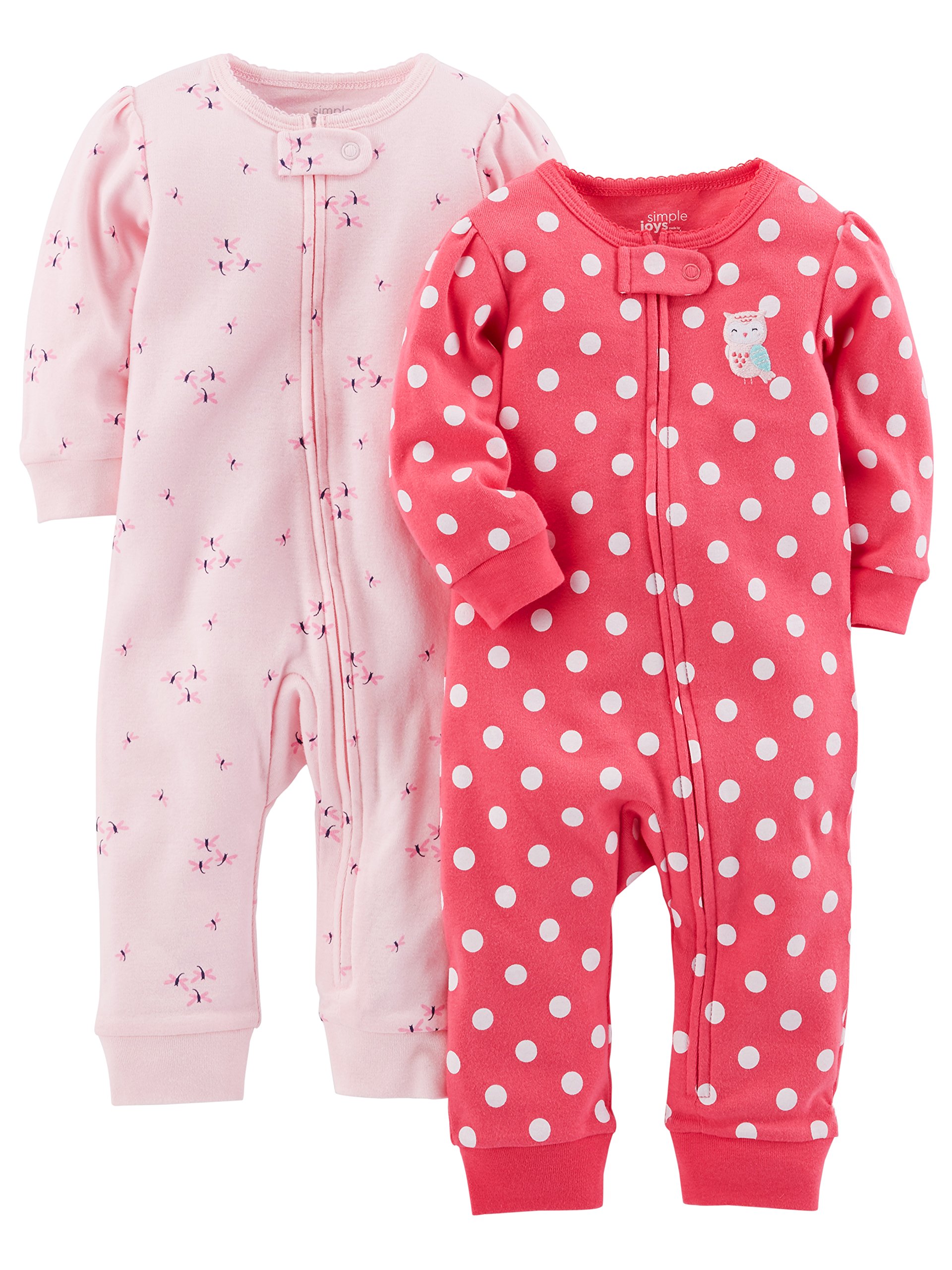 Simple Joys by Carter's Baby Girls' Cotton Footless Sleep and Play, Pack of 2