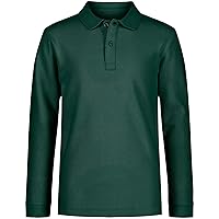 Nautica Boys' School Uniform Long Sleeve Polo Shirt, Button Closure, Comfortable, Breathable Fabric