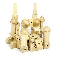 Architectural Magnetic Wood Blocks, 56 Piece Classroom Play Set in Wooden Keepsake Case