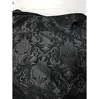 Chenille Baroque Upholstery, Damask Tapestry Chenille Fabric - Upholstery Fabric, Black/Black 58